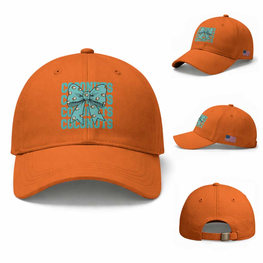 Retro Coconuts Coquette Bow Baseball Cap Summer Beach Coconut Fruit Humor TS10 Baseball Cap Universal Fit Orange Print Your Wear