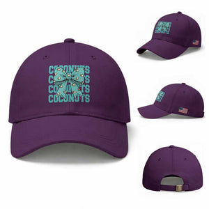 Retro Coconuts Coquette Bow Baseball Cap Summer Beach Coconut Fruit Humor TS10 Baseball Cap Universal Fit Purple Print Your Wear