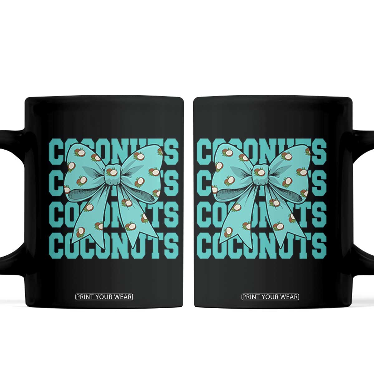 Retro Coconuts Coquette Bow Coffee Mug Summer Beach Coconut Fruit Humor TS10 Black Print Your Wear