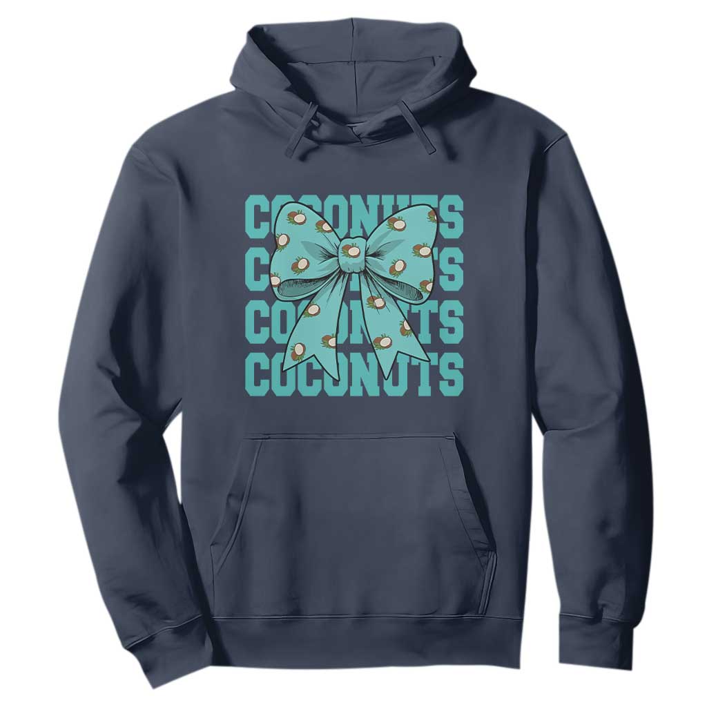 Retro Coconuts Coquette Bow Hoodie Summer Beach Coconut Fruit Humor TS10 Navy Print Your Wear