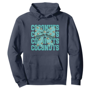 Retro Coconuts Coquette Bow Hoodie Summer Beach Coconut Fruit Humor TS10 Navy Print Your Wear