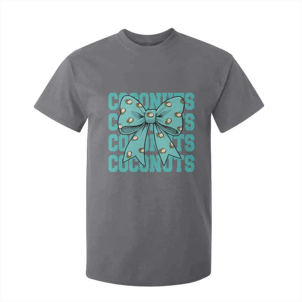 Retro Coconuts Coquette Bow T Shirt For Kid Summer Beach Coconut Fruit Humor TS10 Charcoal Print Your Wear