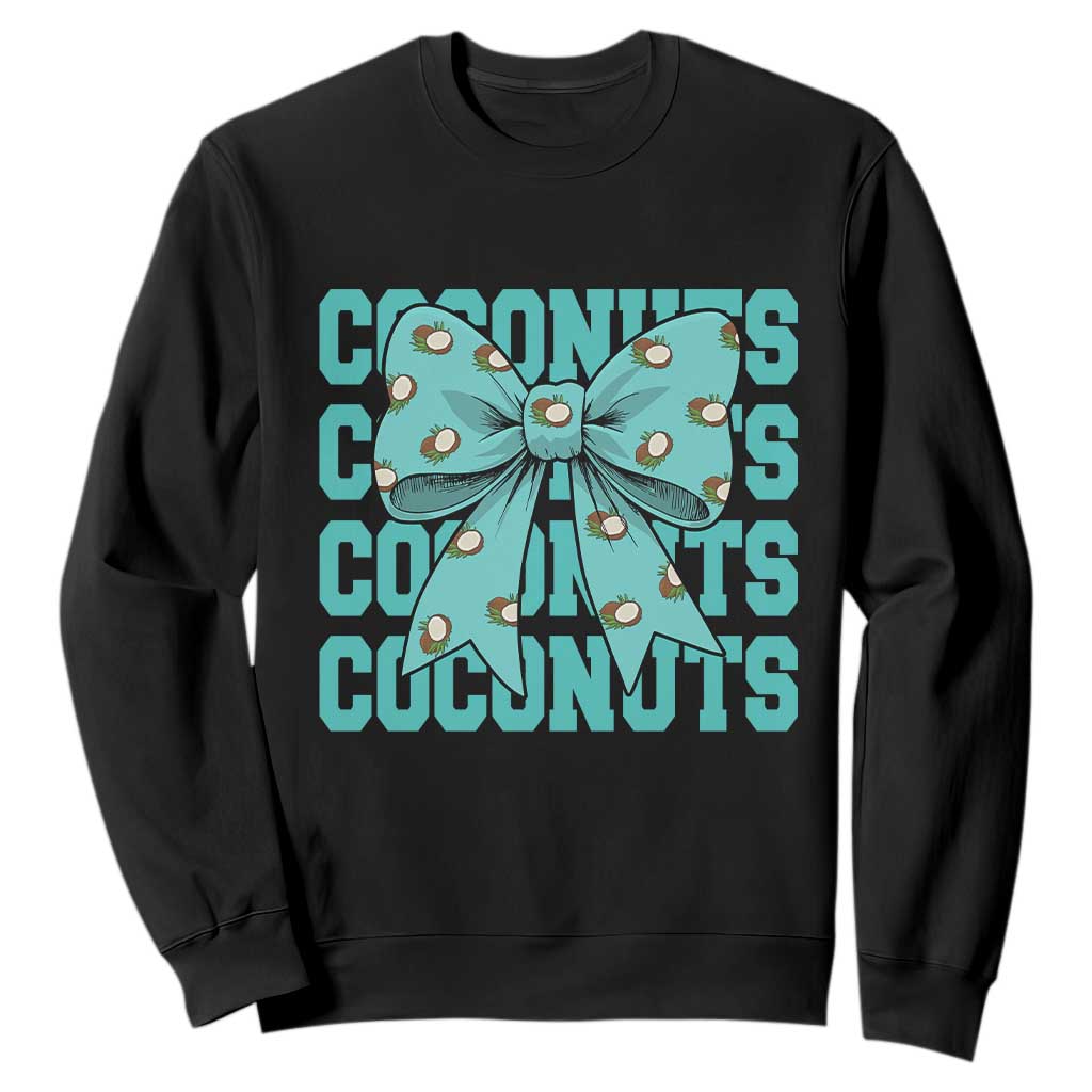 Retro Coconuts Coquette Bow Sweatshirt Summer Beach Coconut Fruit Humor TS10 Black Print Your Wear