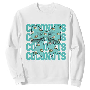 Retro Coconuts Coquette Bow Sweatshirt Summer Beach Coconut Fruit Humor TS10 White Print Your Wear