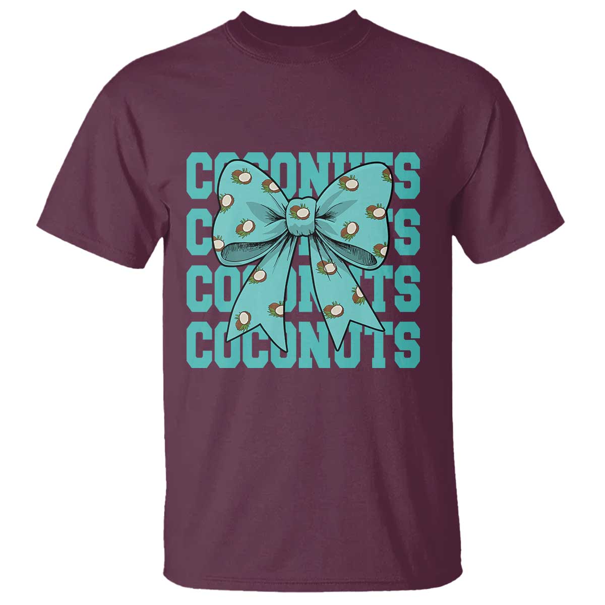 Retro Coconuts Coquette Bow T Shirt Summer Beach Coconut Fruit Humor TS10 Maroon Print Your Wear