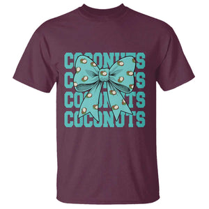 Retro Coconuts Coquette Bow T Shirt Summer Beach Coconut Fruit Humor TS10 Maroon Print Your Wear