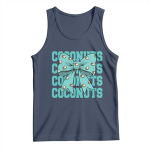 Retro Coconuts Coquette Bow Tank Top Summer Beach Coconut Fruit Humor TS10 Navy Print Your Wear
