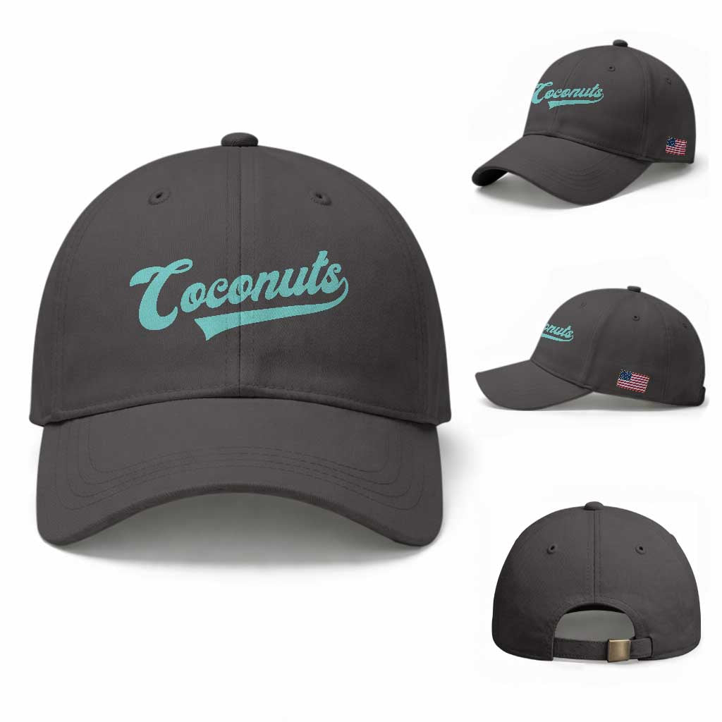 Vintage Coconut Baseball Cap Retro Throwback Popular Fruit Humor Coconuts Classic TS10 Baseball Cap Universal Fit Dark Gray Print Your Wear