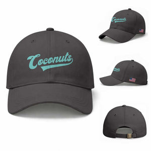 Vintage Coconut Baseball Cap Retro Throwback Popular Fruit Humor Coconuts Classic TS10 Baseball Cap Universal Fit Dark Gray Print Your Wear