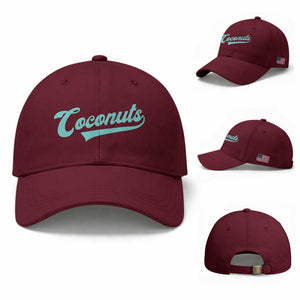 Vintage Coconut Baseball Cap Retro Throwback Popular Fruit Humor Coconuts Classic TS10 Baseball Cap Universal Fit Maroon Print Your Wear