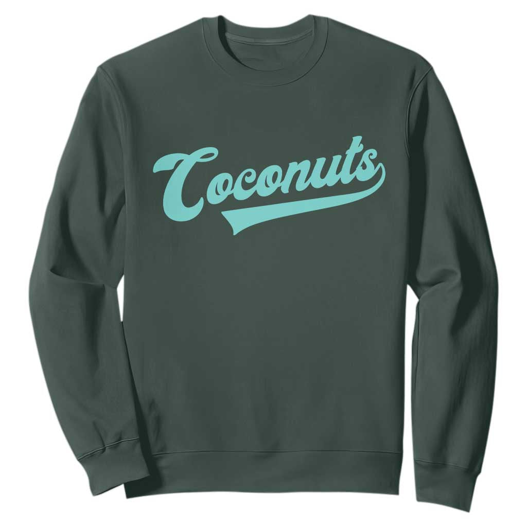 Vintage Coconut Sweatshirt Retro Throwback Popular Fruit Humor Coconuts Classic TS10 Dark Forest Green Print Your Wear