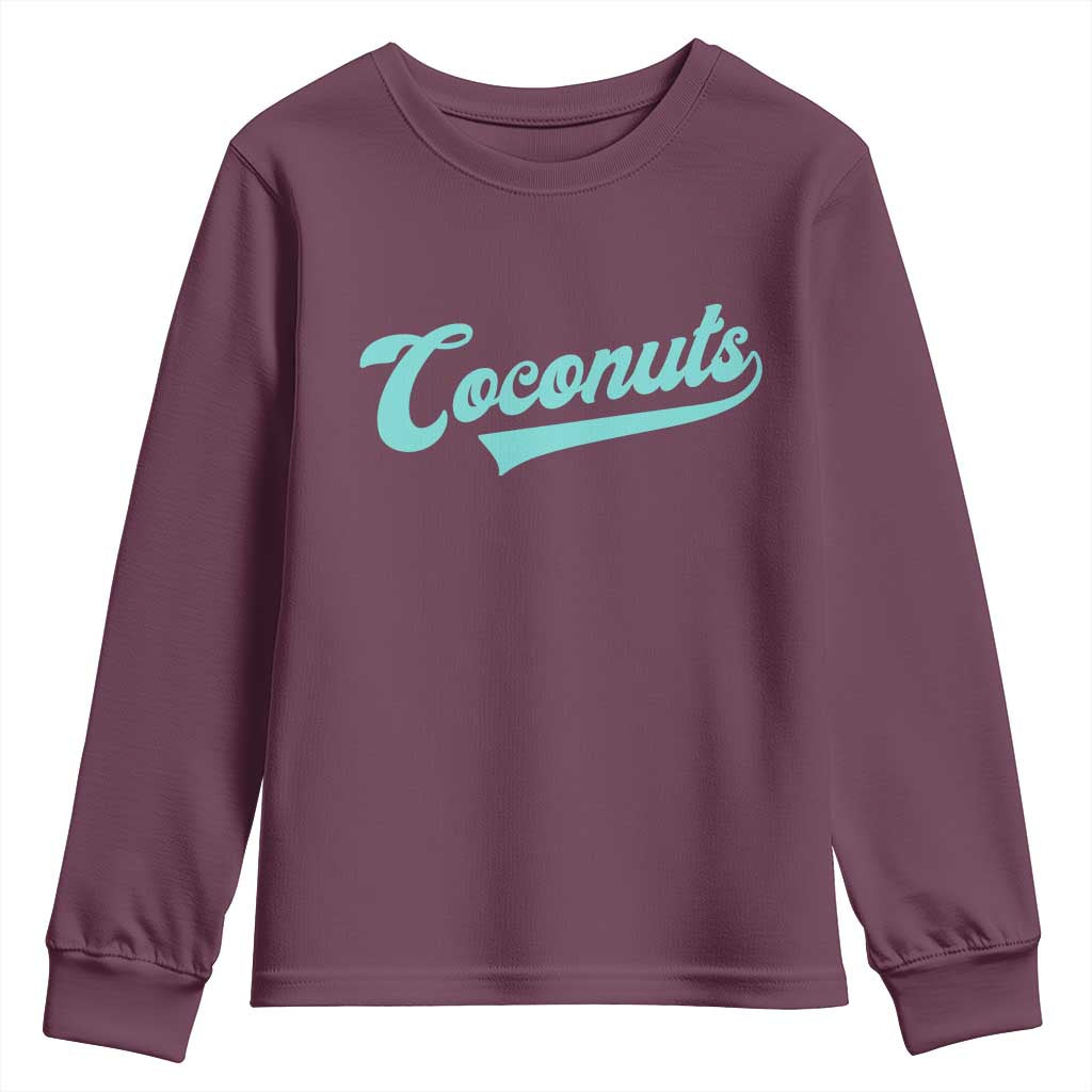 Vintage Coconut Youth Sweatshirt Retro Throwback Popular Fruit Humor Coconuts Classic TS10 Maroon Print Your Wear