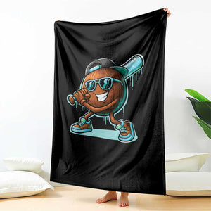 Coconut Baseball Player Throw Blanket Funny Baseball Drip Ice Cream Fruit Humor TS10 Print Your Wear