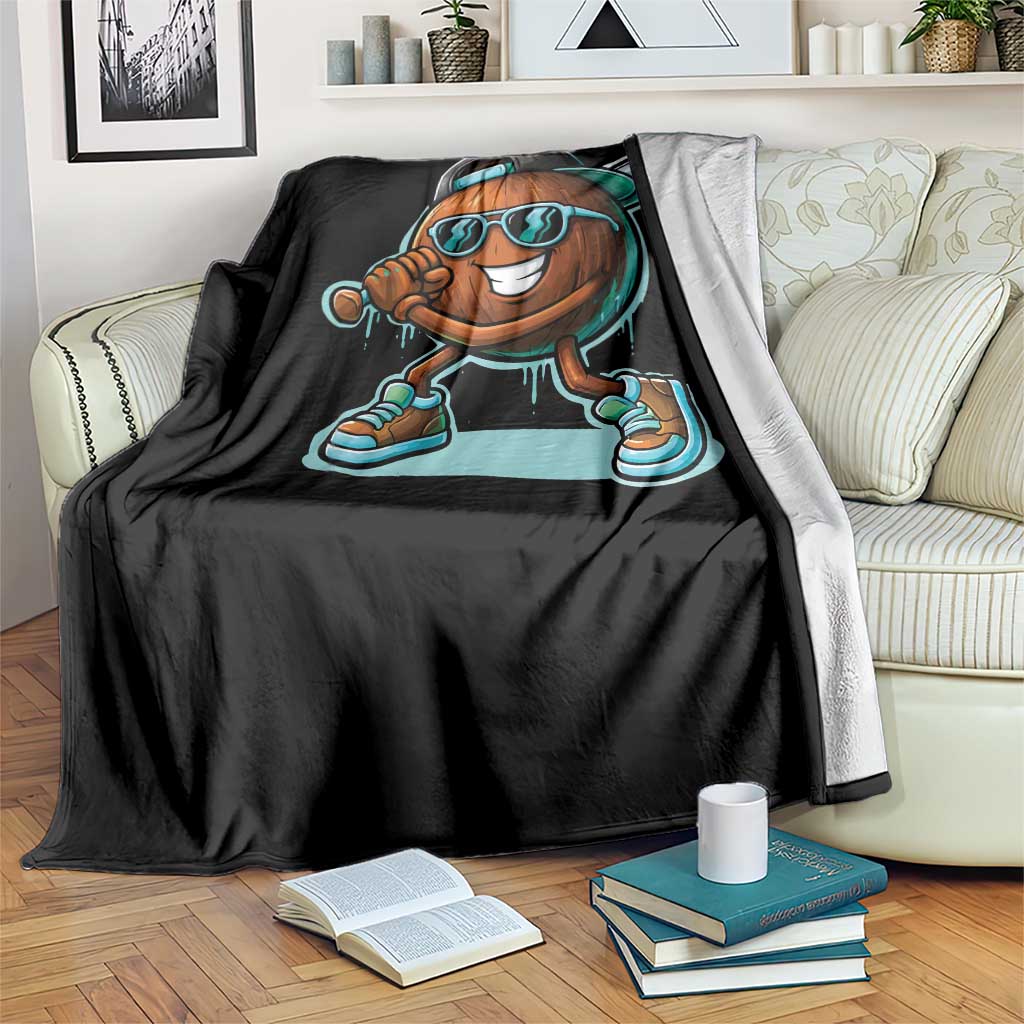 Coconut Baseball Player Throw Blanket Funny Baseball Drip Ice Cream Fruit Humor TS10 Print Your Wear