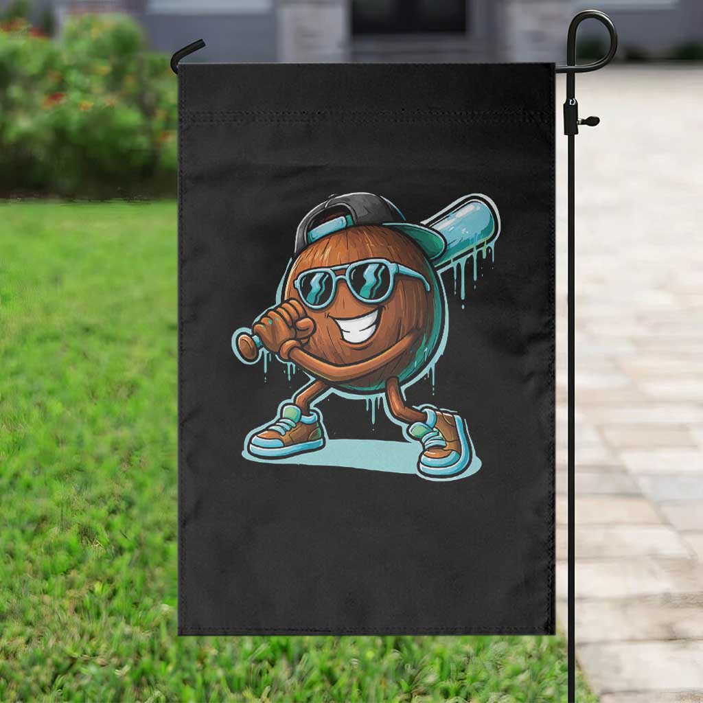 Coconut Baseball Player Garden Flag Funny Baseball Drip Ice Cream Fruit Humor TS10 Print Your Wear