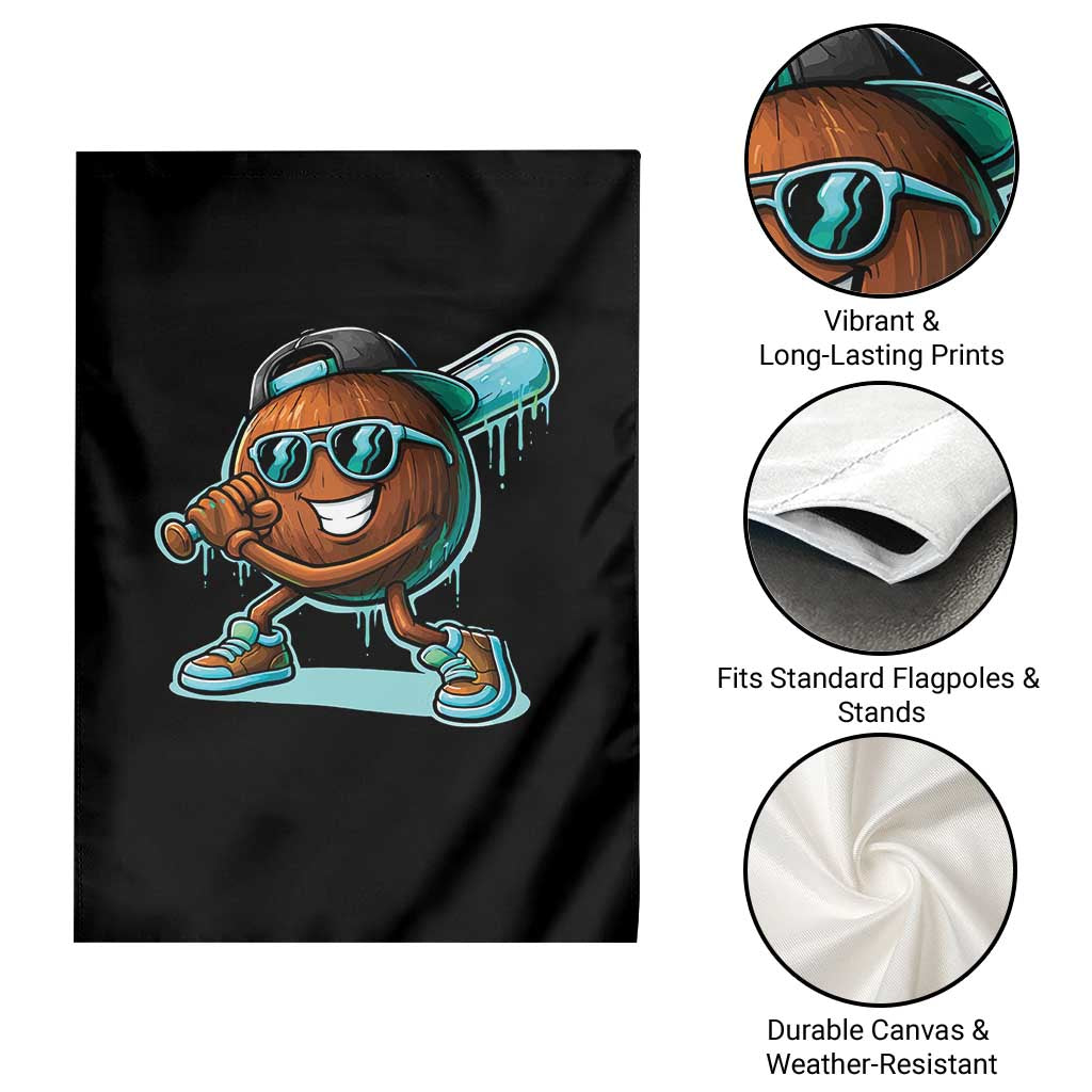Coconut Baseball Player Garden Flag Funny Baseball Drip Ice Cream Fruit Humor TS10 Print Your Wear