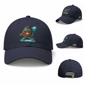 Coconut Baseball Player Baseball Cap Funny Baseball Drip Ice Cream Fruit Humor TS10 Baseball Cap Universal Fit Navy Print Your Wear