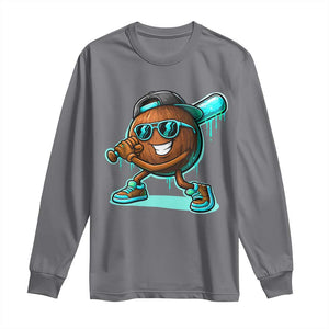 Coconut Baseball Player Long Sleeve Shirt Funny Baseball Drip Ice Cream Fruit Humor TS10 Charcoal Print Your Wear