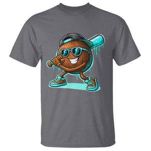Coconut Baseball Player T Shirt Funny Baseball Drip Ice Cream Fruit Humor TS10 Charcoal Print Your Wear