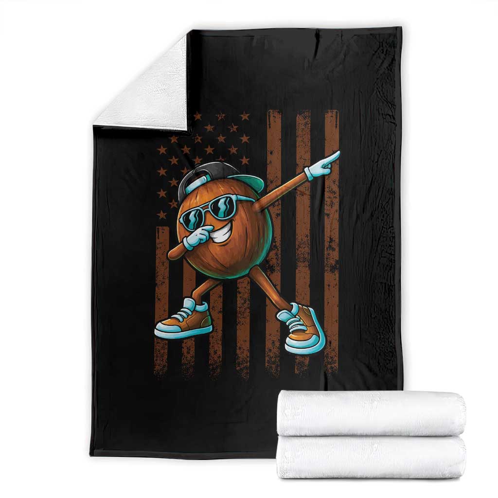 Dabbing Coconut Throw Blanket Retro American Flag Fruit Lover TS10 Black Print Your Wear