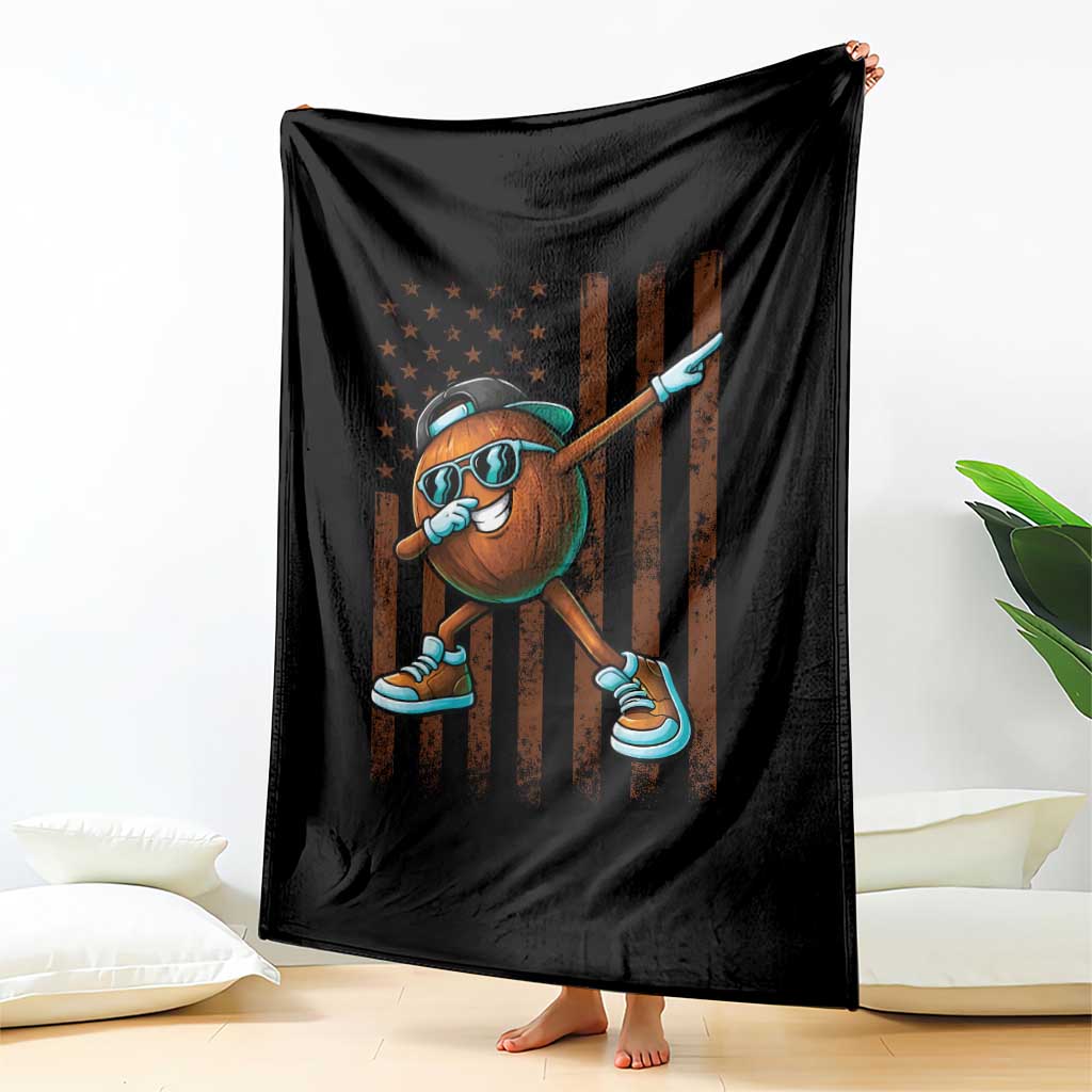 Dabbing Coconut Throw Blanket Retro American Flag Fruit Lover TS10 Print Your Wear