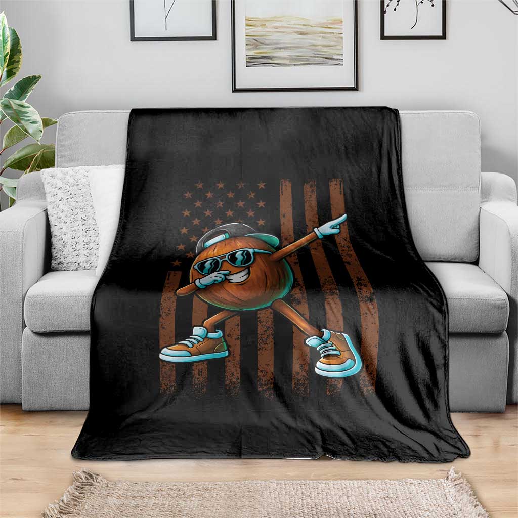Dabbing Coconut Throw Blanket Retro American Flag Fruit Lover TS10 Print Your Wear
