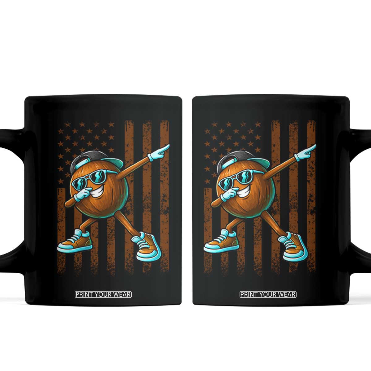 Dabbing Coconut Coffee Mug Retro American Flag Fruit Lover TS10 Black Print Your Wear