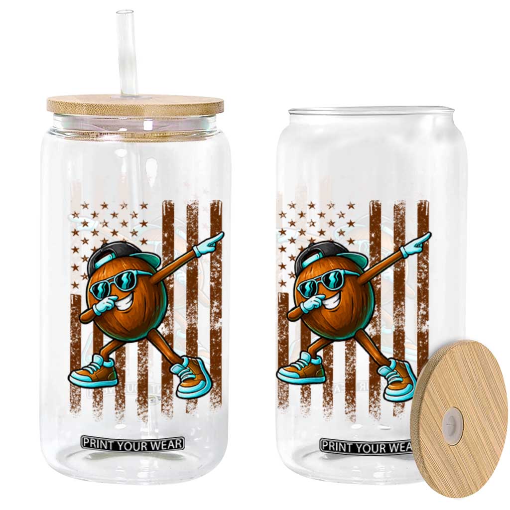 Dabbing Coconut Glass Can Retro American Flag Fruit Lover TS10 Print Your Wear