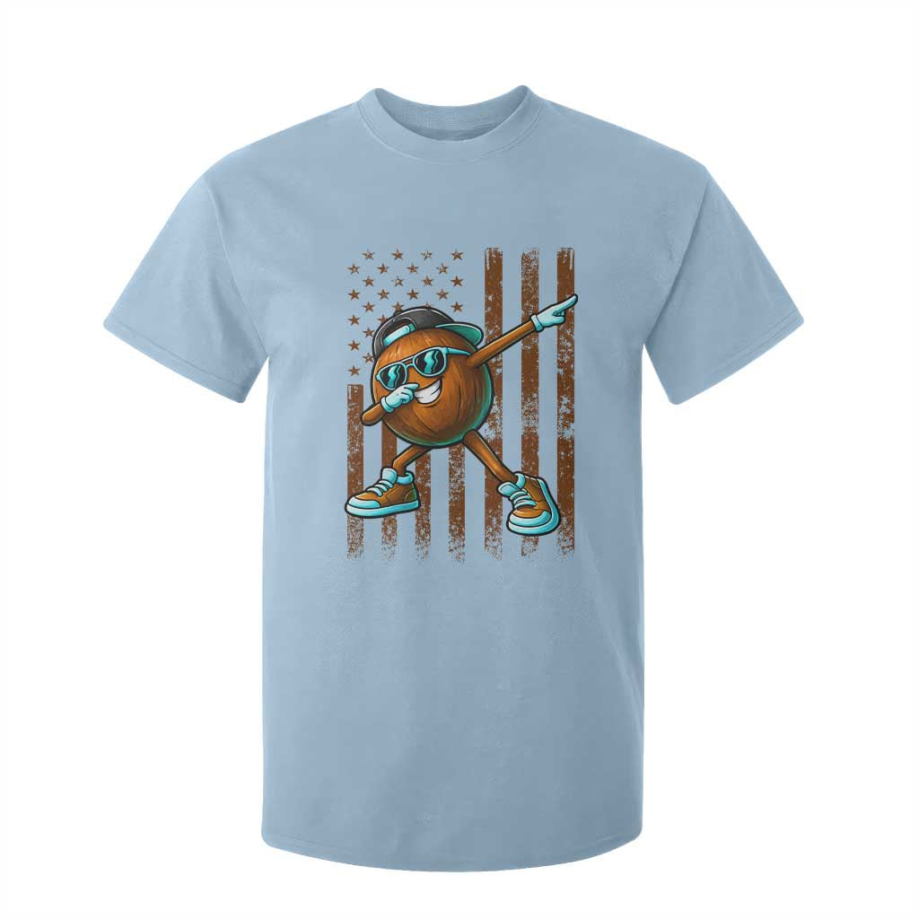 Dabbing Coconut T Shirt For Kid Retro American Flag Fruit Lover TS10 Light Blue Print Your Wear