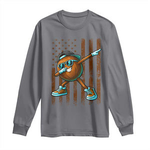Dabbing Coconut Long Sleeve Shirt Retro American Flag Fruit Lover TS10 Charcoal Print Your Wear