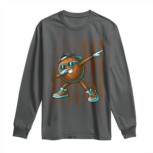 Dabbing Coconut Long Sleeve Shirt Retro American Flag Fruit Lover TS10 Dark Heather Print Your Wear