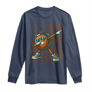 Dabbing Coconut Long Sleeve Shirt Retro American Flag Fruit Lover TS10 Navy Print Your Wear