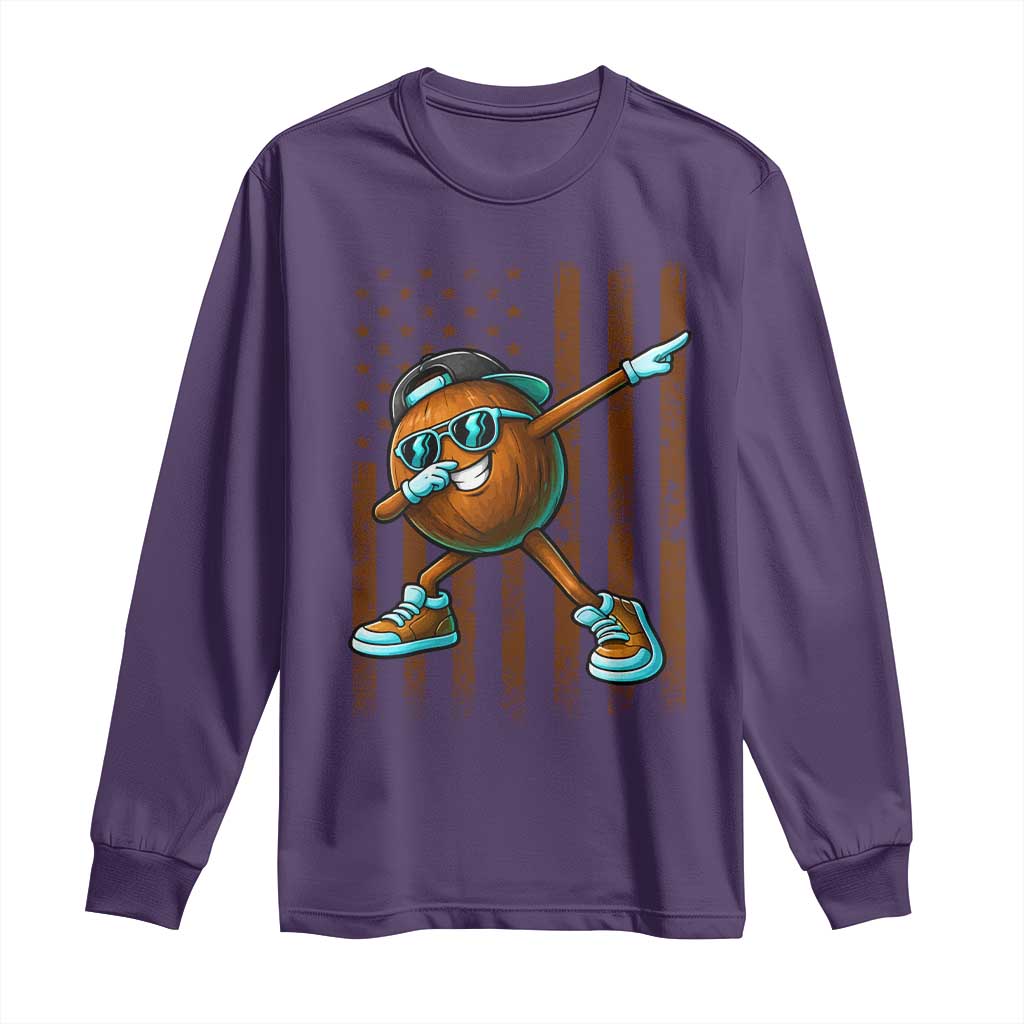Dabbing Coconut Long Sleeve Shirt Retro American Flag Fruit Lover TS10 Purple Print Your Wear