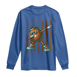 Dabbing Coconut Long Sleeve Shirt Retro American Flag Fruit Lover TS10 Royal Blue Print Your Wear