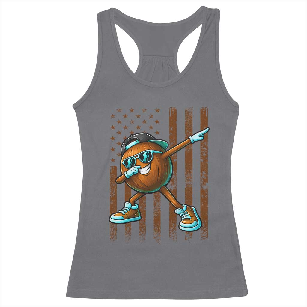 Dabbing Coconut Racerback Tank Top Retro American Flag Fruit Lover TS10 Charcoal Print Your Wear