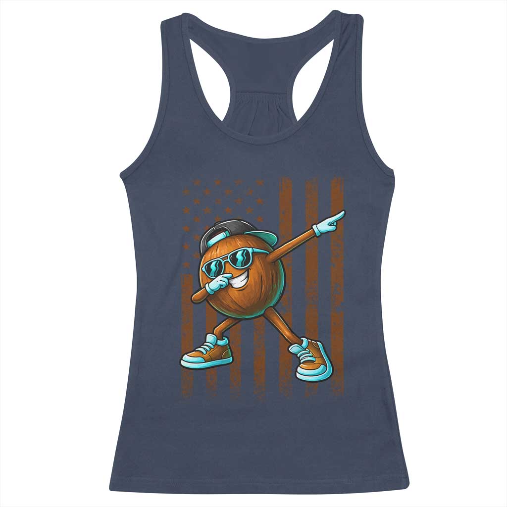 Dabbing Coconut Racerback Tank Top Retro American Flag Fruit Lover TS10 Navy Print Your Wear