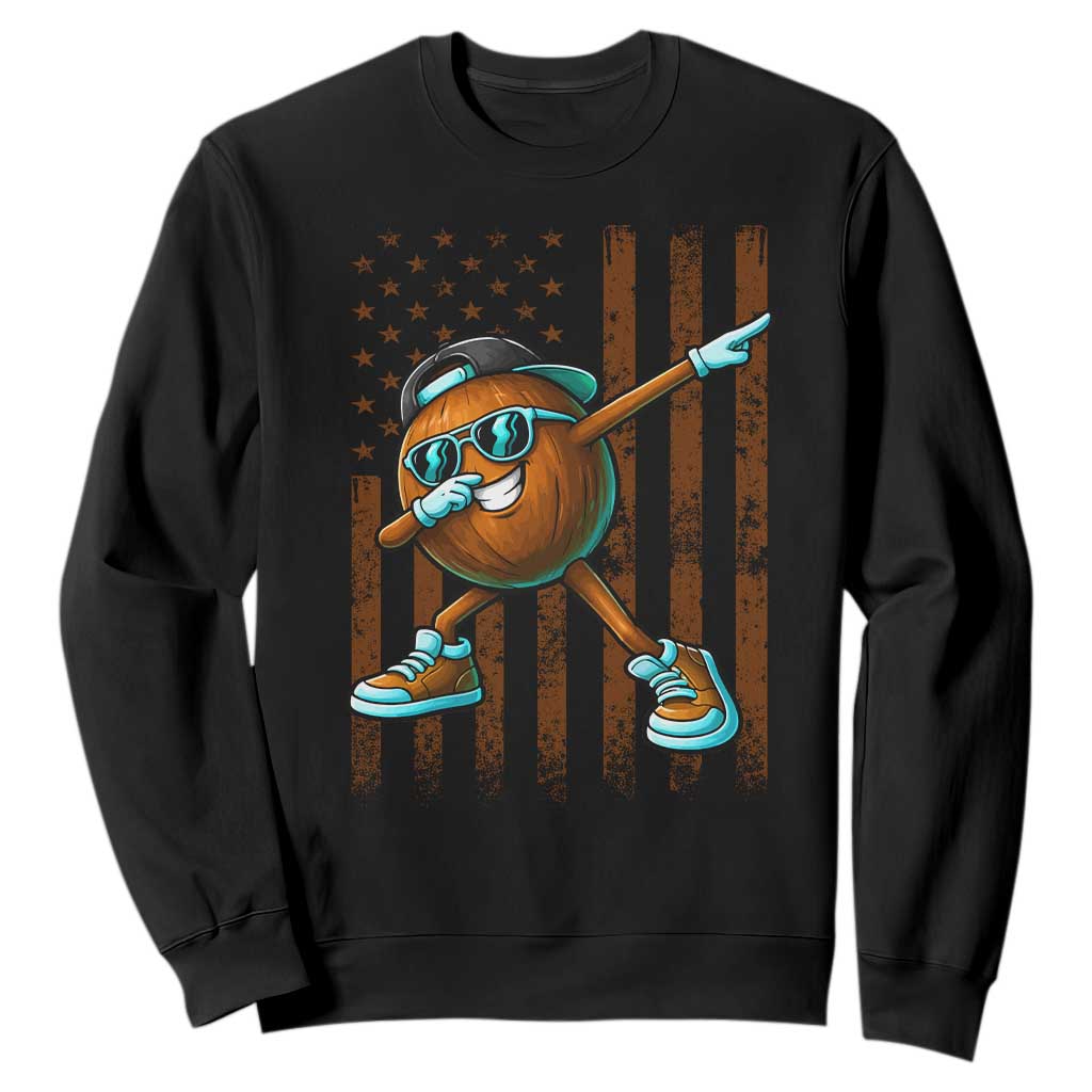Dabbing Coconut Sweatshirt Retro American Flag Fruit Lover TS10 Black Print Your Wear