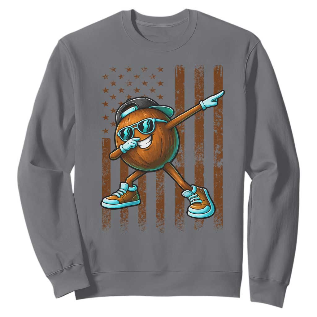 Dabbing Coconut Sweatshirt Retro American Flag Fruit Lover TS10 Charcoal Print Your Wear