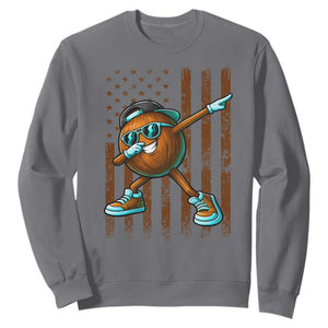 Dabbing Coconut Sweatshirt Retro American Flag Fruit Lover TS10 Charcoal Print Your Wear