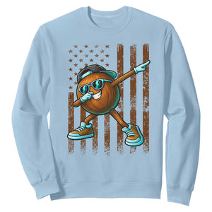 Dabbing Coconut Sweatshirt Retro American Flag Fruit Lover TS10 Light Blue Print Your Wear