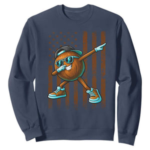 Dabbing Coconut Sweatshirt Retro American Flag Fruit Lover TS10 Navy Print Your Wear