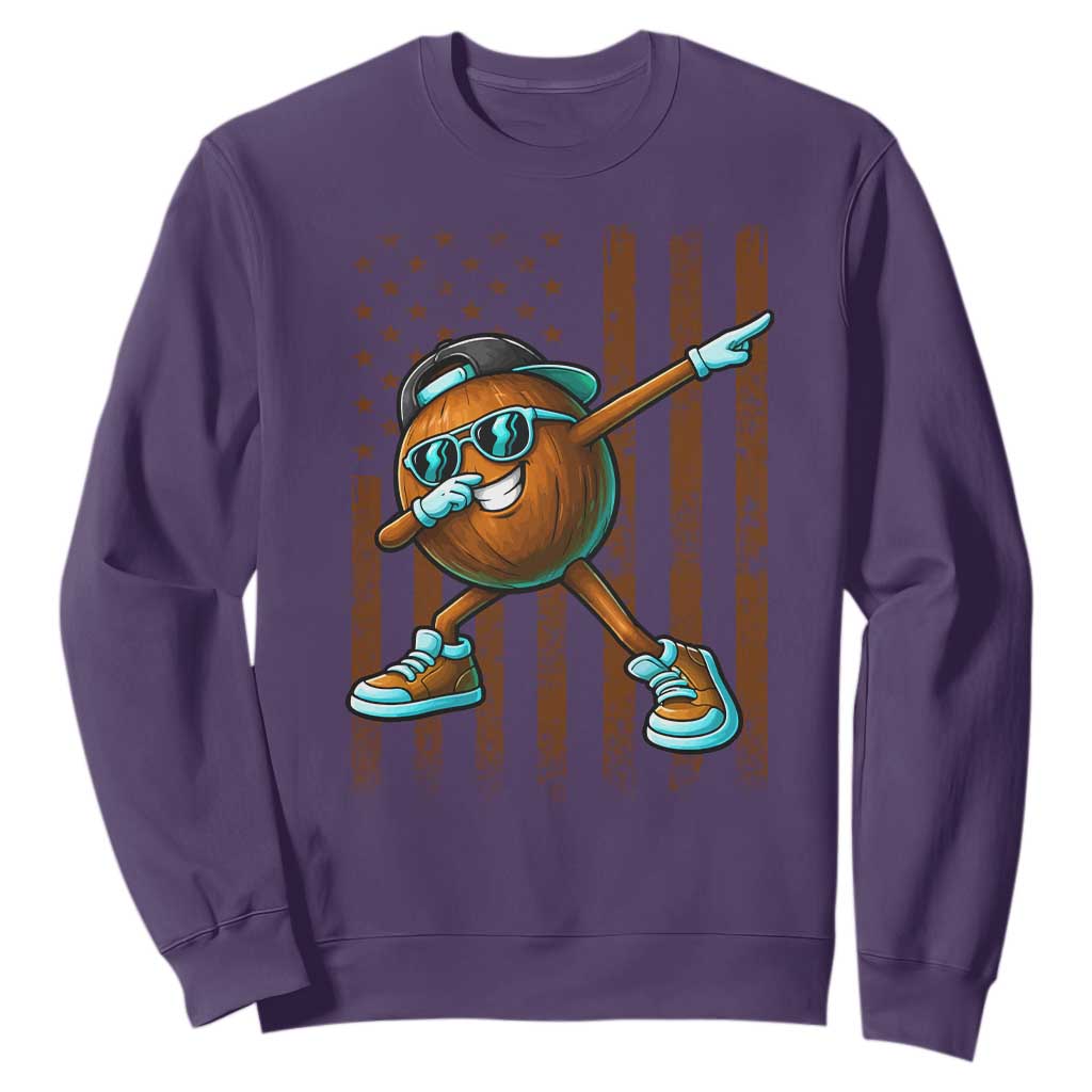 Dabbing Coconut Sweatshirt Retro American Flag Fruit Lover TS10 Purple Print Your Wear