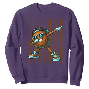 Dabbing Coconut Sweatshirt Retro American Flag Fruit Lover TS10 Purple Print Your Wear