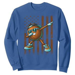 Dabbing Coconut Sweatshirt Retro American Flag Fruit Lover TS10 Royal Blue Print Your Wear