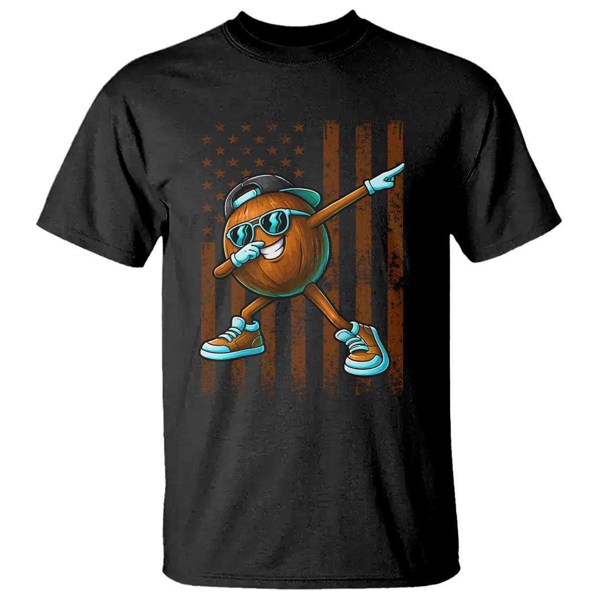 Dabbing Coconut T Shirt Retro American Flag Fruit Lover TS10 Black Print Your Wear