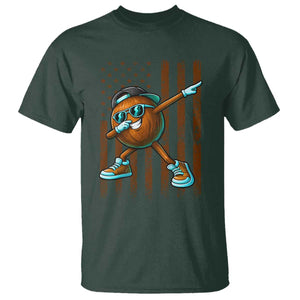 Dabbing Coconut T Shirt Retro American Flag Fruit Lover TS10 Dark Forest Green Print Your Wear