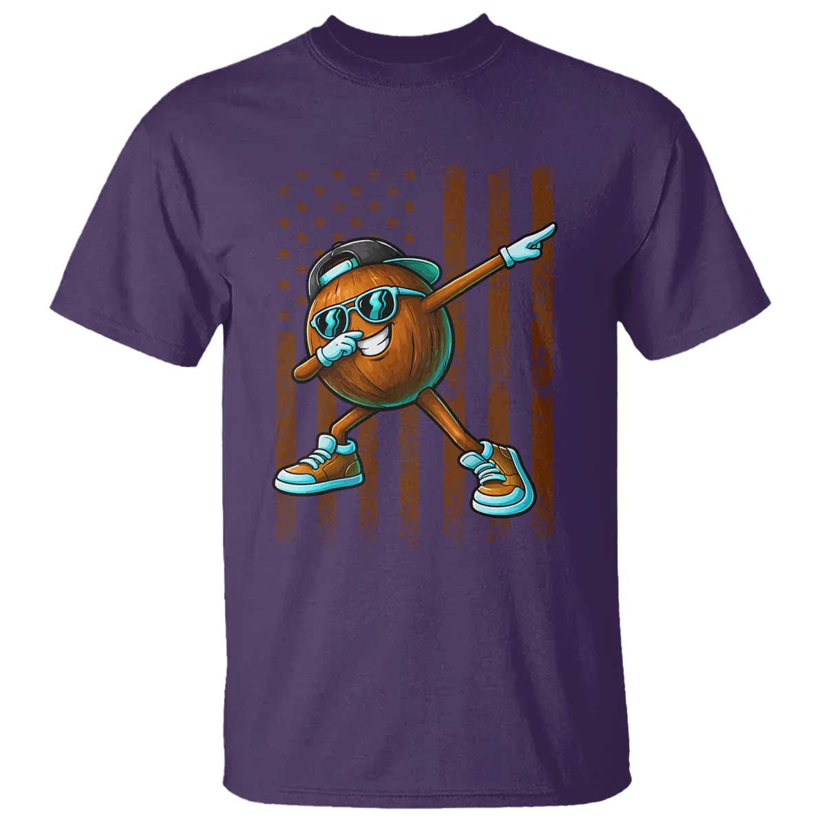 Dabbing Coconut T Shirt Retro American Flag Fruit Lover TS10 Purple Print Your Wear