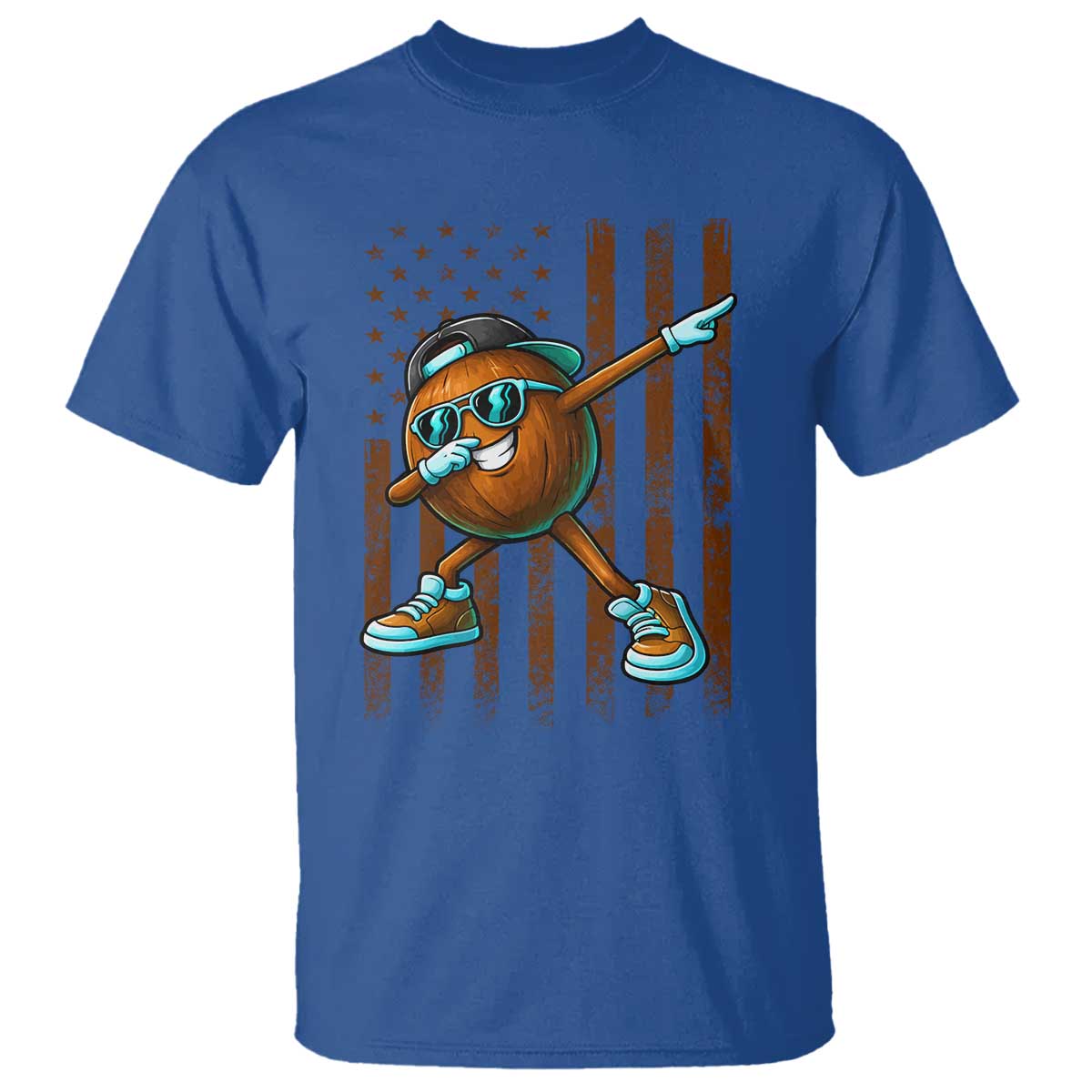 Dabbing Coconut T Shirt Retro American Flag Fruit Lover TS10 Royal Blue Print Your Wear