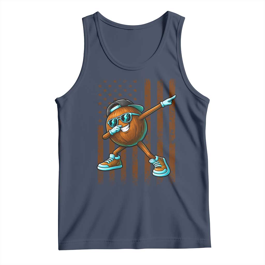 Dabbing Coconut Tank Top Retro American Flag Fruit Lover TS10 Navy Print Your Wear