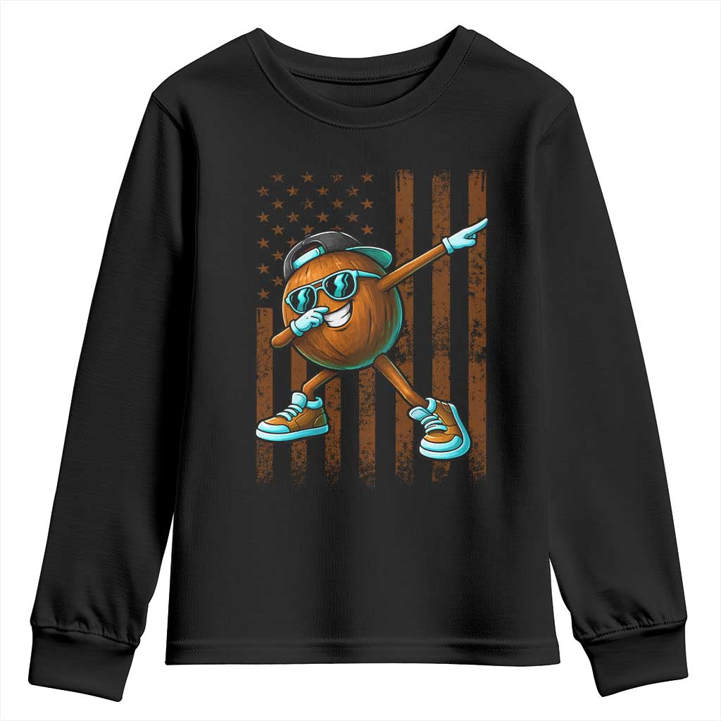 Dabbing Coconut Youth Sweatshirt Retro American Flag Fruit Lover TS10 Black Print Your Wear